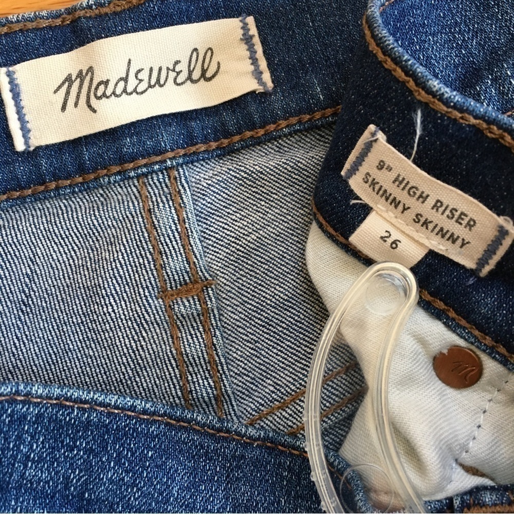 Madewell 9" High Riser Rip and Repair Medium indigo wash Skinny Jeans - Picture 8 of 15
